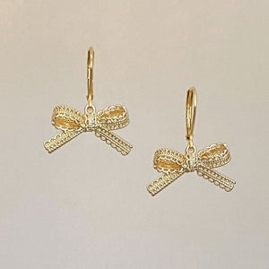 ENZO 18kt gold plated lace bow earrings - 
