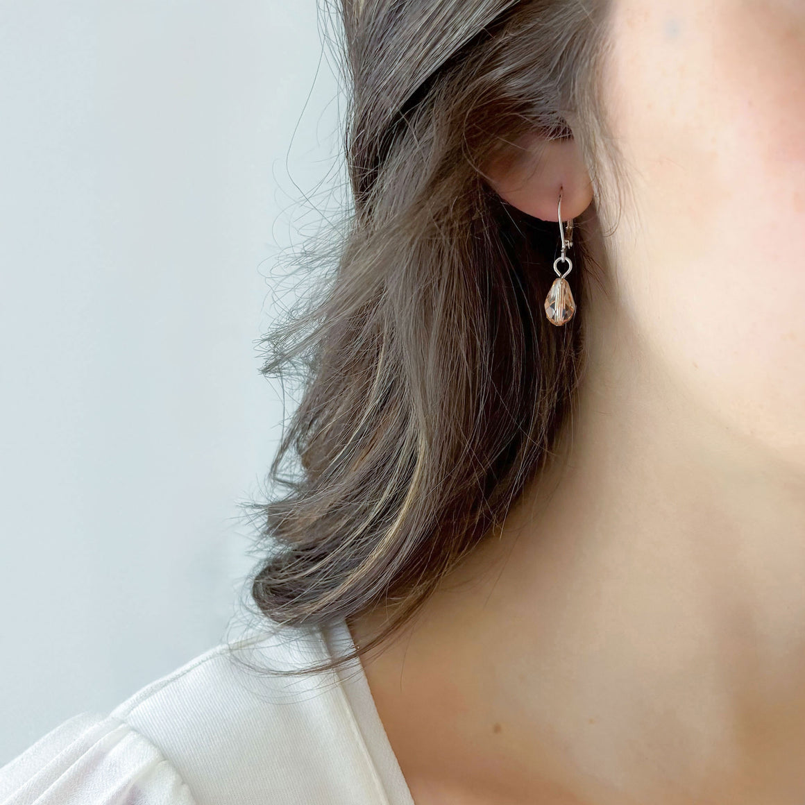 ESSEX dainty faceted topaz crystal drop earrings-GREEN BIJOU