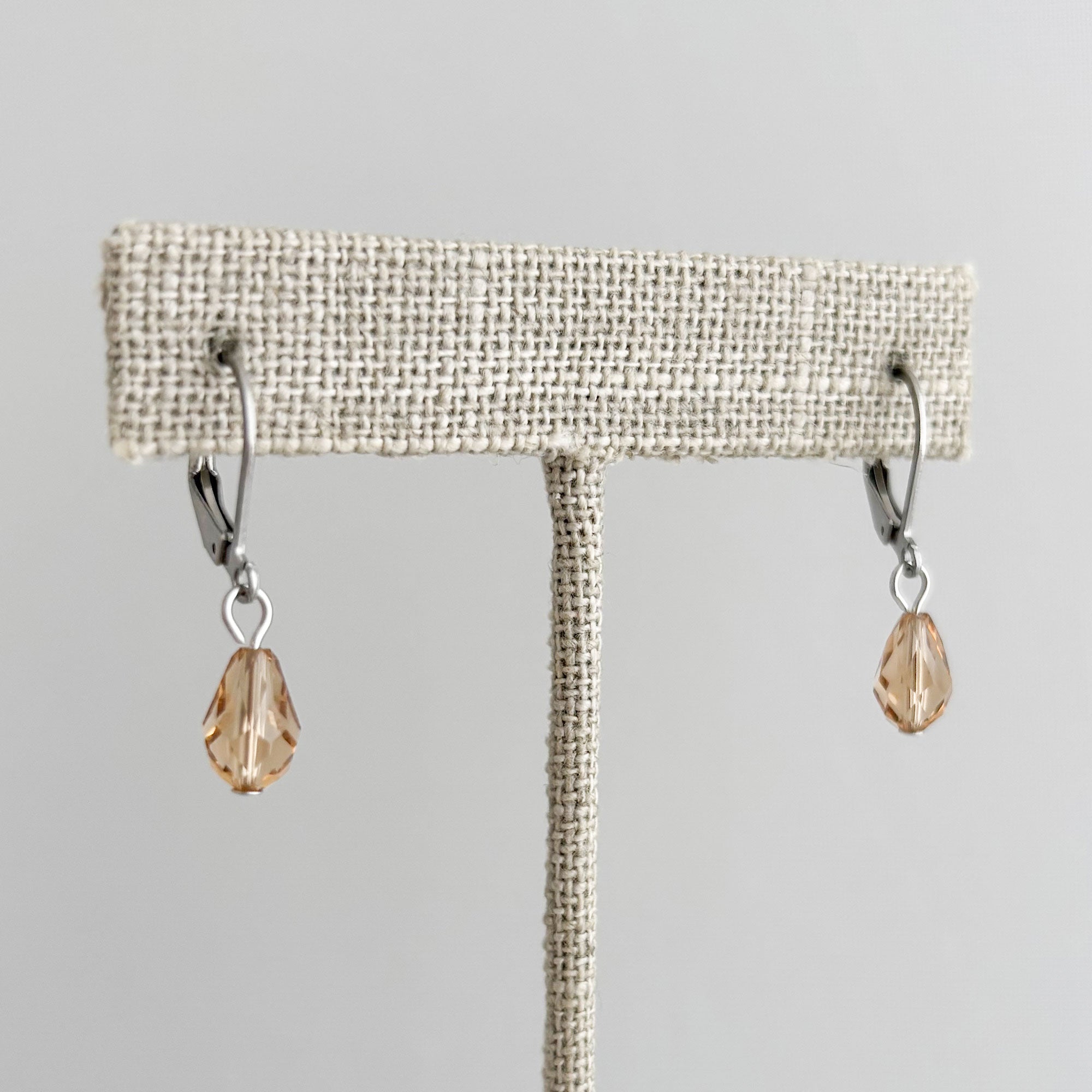 ESSEX dainty faceted topaz crystal drop earrings-GREEN BIJOU