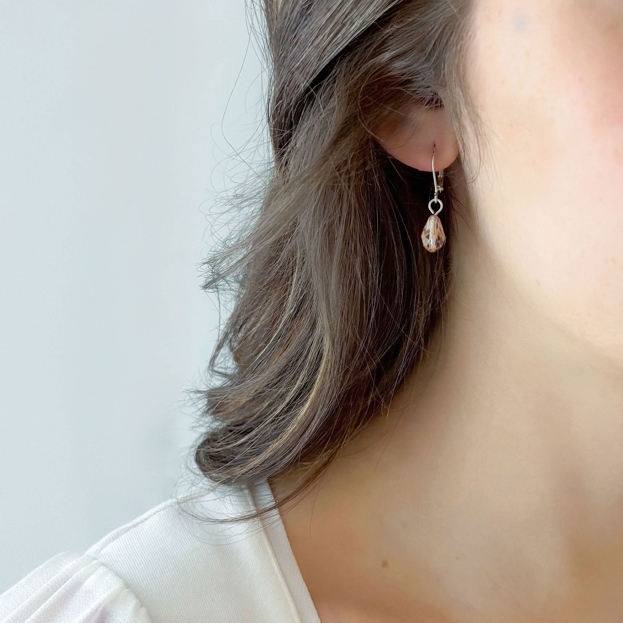 ESSEX dainty faceted topaz crystal drop earrings-GREEN BIJOU