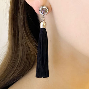 ESSIE black tassel stud earrings - 