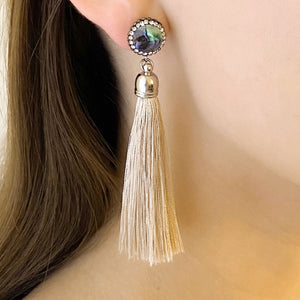 ESSIE champagne tassel stud earrings - 