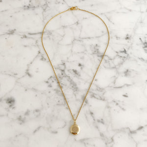 EVELYN small gold locket necklace-GREEN BIJOU