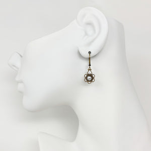 FINN Art Nouveau bronze filigree grey pearl drop earrings - 