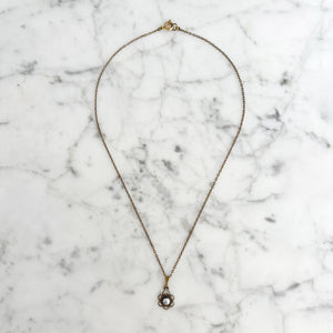 FINN Art Nouveau bronze filigree grey pearl pendant necklace - 