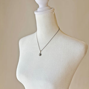 FINN Art Nouveau bronze filigree grey pearl pendant necklace - 