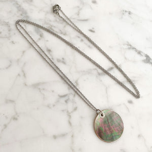 FOLLY vintage paua shell pendant necklace - 