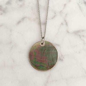 FOLLY vintage paua shell pendant necklace-GREEN BIJOU