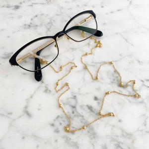 FRANCIE gold necklace, mask, eyeglass chain-GREEN BIJOU