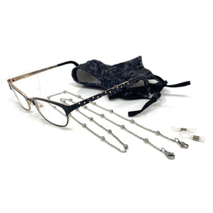 FRANCIE silver necklace, mask, eyeglass chain - 