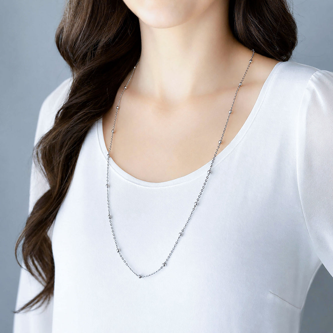 FRANCIE silver necklace, mask, eyeglass chain-GREEN BIJOU