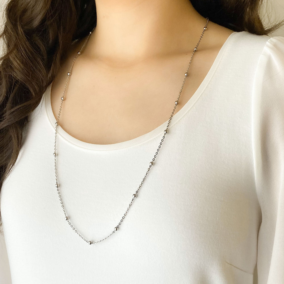 FRANCIE silver necklace, mask, eyeglass chain-GREEN BIJOU