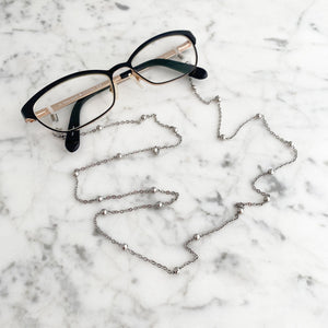 FRANCIE silver necklace, mask, eyeglass chain-GREEN BIJOU