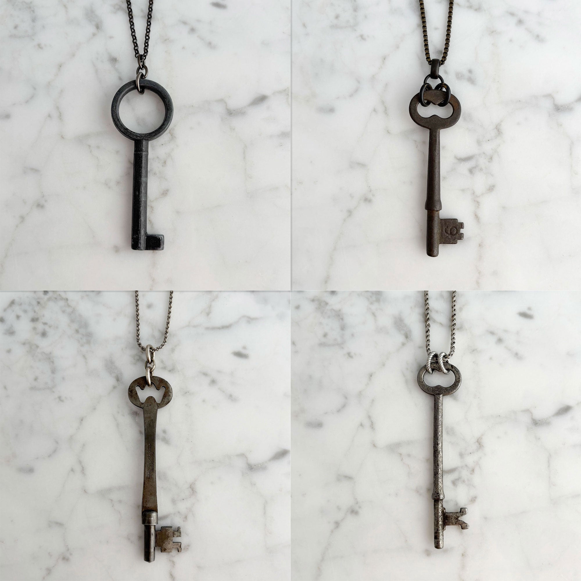 FRANCO antique skeleton key pendant necklace-GREEN BIJOU