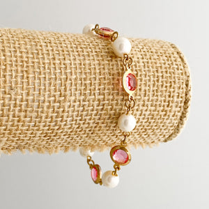 FULTON pearl and pink crystal bracelet - 