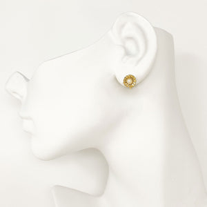 GALLAGHER gold flower clip earrings - 