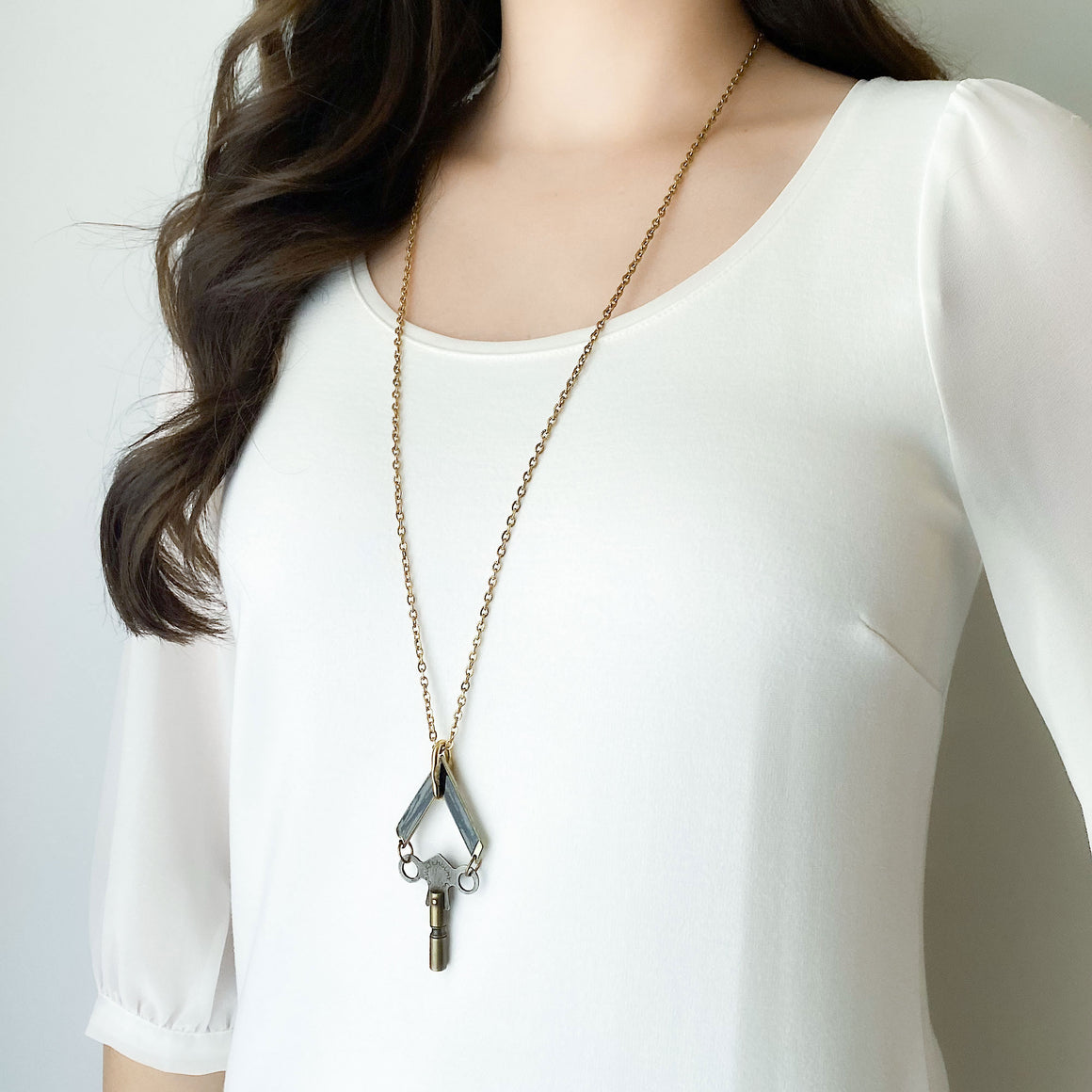 GARETH Antique Clock Key Pendant Necklace | Reimagined Vintage-GREEN BIJOU