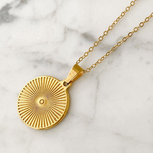 GARRETT Coat of Arms gold coin long pendant necklace - 