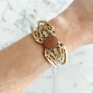 GARVEY vintage gold filigree and sparkle clamper bangle - 