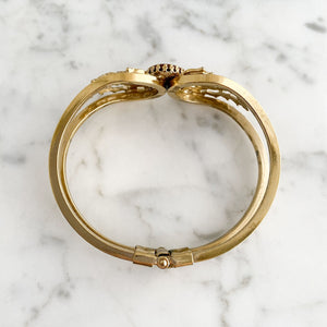 GARVEY vintage gold filigree and sparkle clamper bangle - 