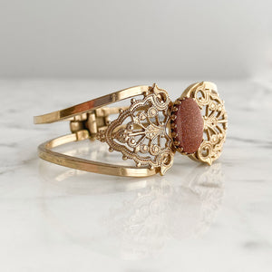 GARVEY vintage gold filigree and sparkle clamper bangle - 