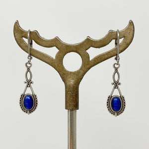 GAVIN silver and blue cat eye earrings - 