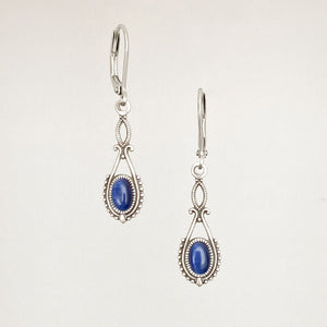 GAVIN silver and blue cat eye earrings - 