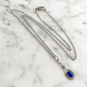 GAVIN silver and blue cat eye pendant - 