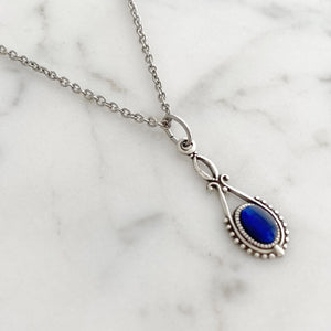 GAVIN silver and blue cat eye pendant - 