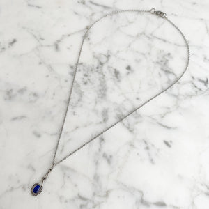 GAVIN silver and blue cat eye pendant - 