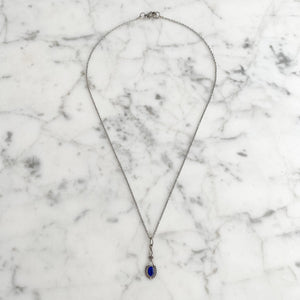 GAVIN silver and blue cat eye pendant - 