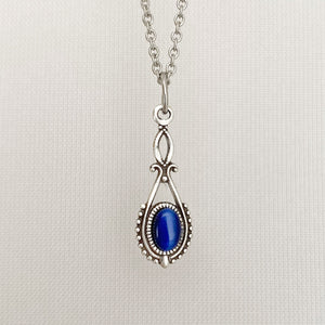 GAVIN silver and blue cat eye pendant-GREEN BIJOU