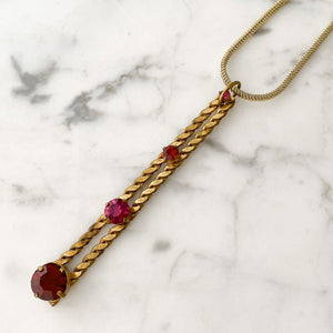 GIANNI vintage Italian pink and red crystal pendant necklace - 