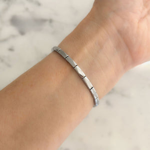 GISELLA silver expansion watch band black floral bracelet - 