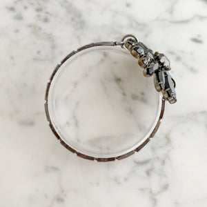 GISELLA silver expansion watch band black floral bracelet - 