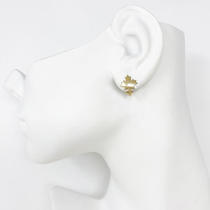 GLOVER gold tone maple leaf clip on earrings - 