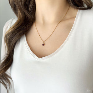 GODIVA vintage amethyst crystal drop on gold satellite chain - 
