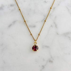 GODIVA vintage amethyst crystal drop on gold satellite chain - 
