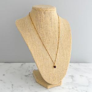 GODIVA vintage amethyst crystal drop on gold satellite chain - 