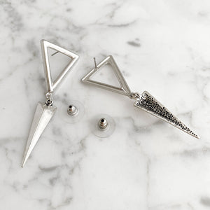 GRAHAM silver triangle drop studs - 