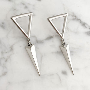 GRAHAM silver triangle drop studs-GREEN BIJOU