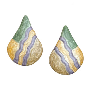 GRAYSON vintage multi coloured enamel teardrop stud earrings - 