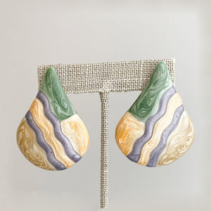 GRAYSON vintage multi coloured enamel teardrop stud earrings - 