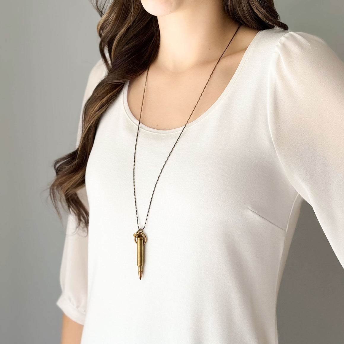 GUNSMOKE vintage bullet necklace-GREEN BIJOU