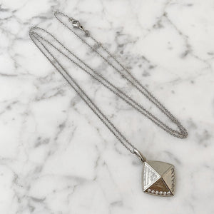 HAMLIN silver diamond pendant necklace - 