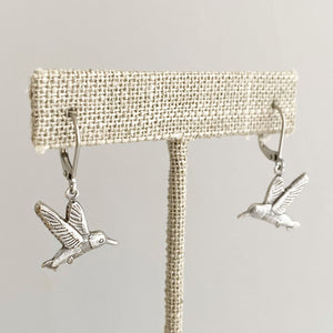 HANNAH oxidized silver hummingbird earrings - 
