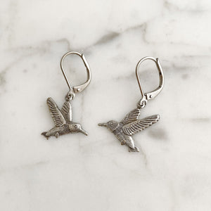 HANNAH oxidized silver hummingbird earrings - 