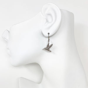 HANNAH oxidized silver hummingbird earrings - 