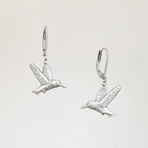 HANNAH oxidized silver hummingbird earrings - 