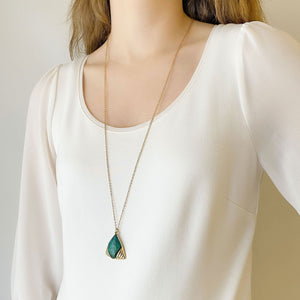 HANSON green triangle pendant necklace - 